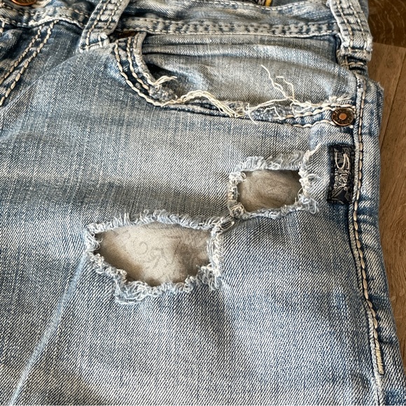 Silver Zac Distress Straight Cut Low Waist Jeans Size 34 - Picture 16 of 16